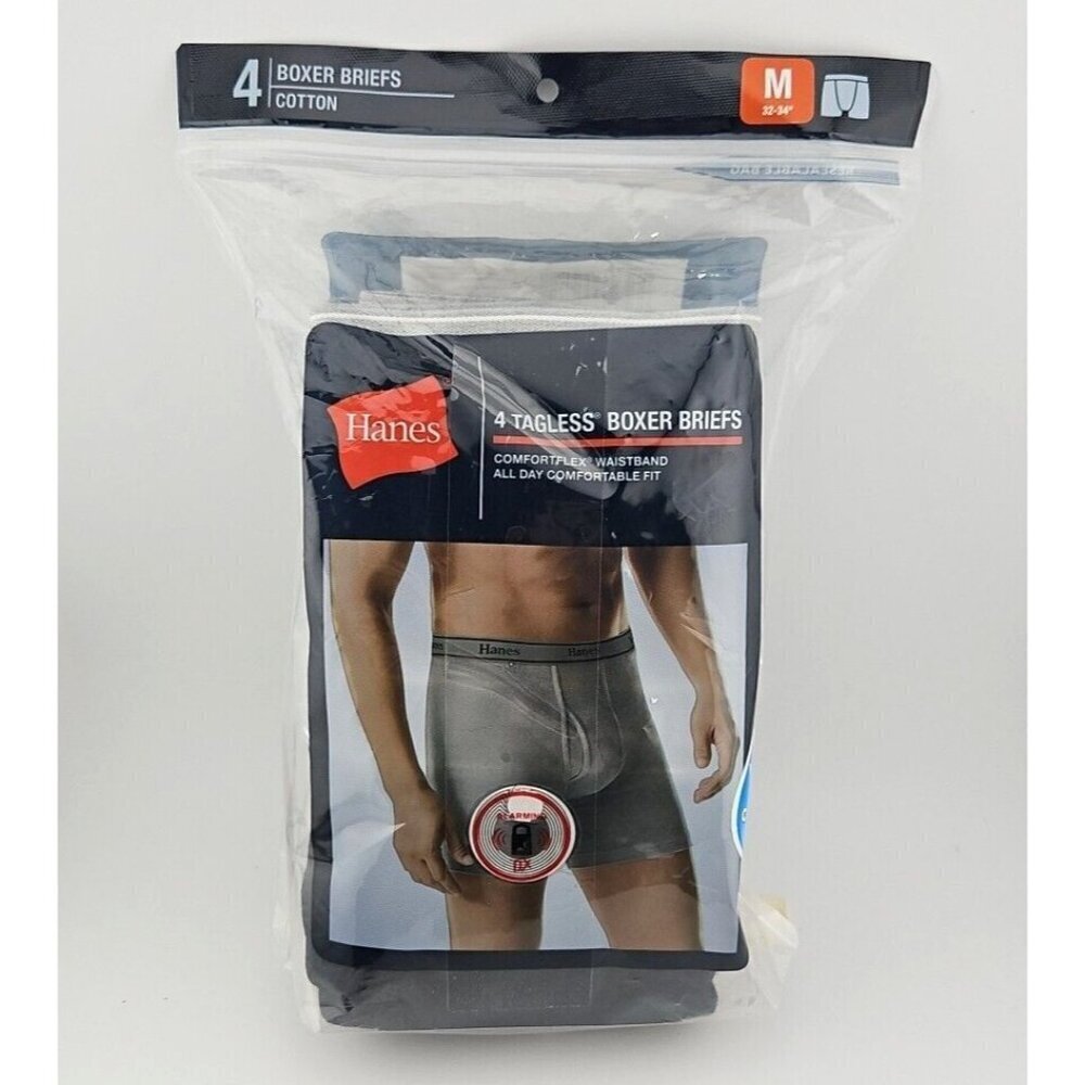 Hanes Boxer Briefs Men's M 32-34 Assorted‎ Tagless Comfort Flex 4 Pack